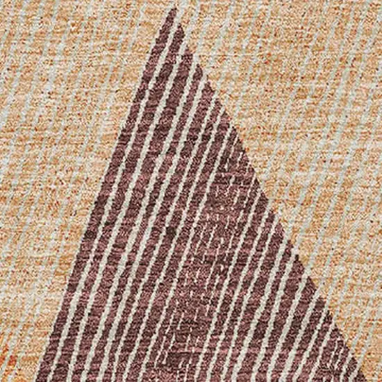 Orange Salmon And Ivory Geometric Washable Area Rug With UV Protection Photo 3