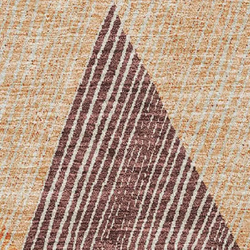 Orange Salmon And Ivory Geometric Washable Area Rug With UV Protection Photo 3