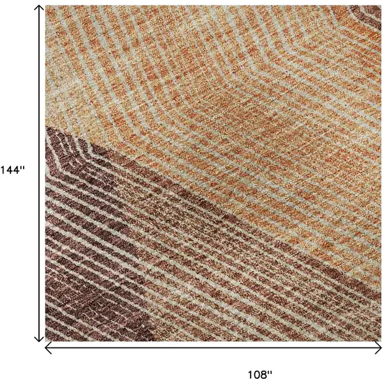 Orange Salmon And Ivory Geometric Washable Area Rug With UV Protection Photo 8