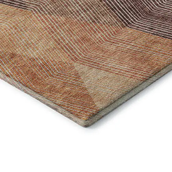 Orange Salmon And Ivory Geometric Washable Area Rug With UV Protection Photo 7