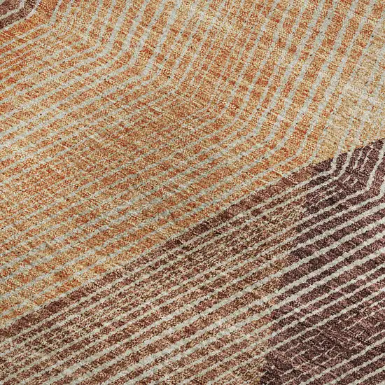 Orange Salmon And Ivory Geometric Washable Area Rug With UV Protection Photo 2