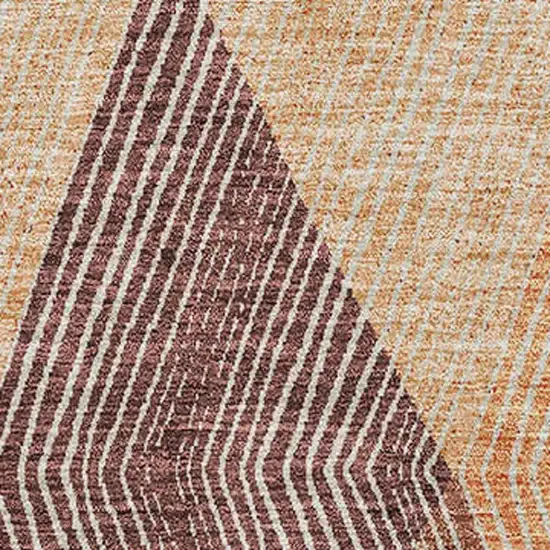 Orange Salmon And Ivory Geometric Washable Area Rug With UV Protection Photo 3