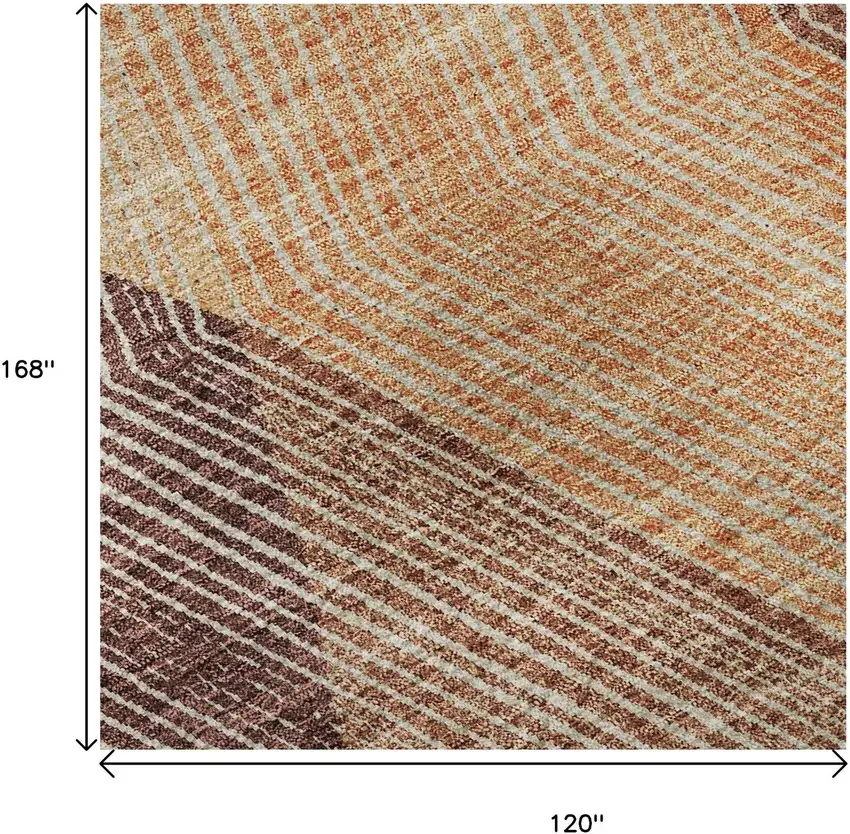 Orange Salmon And Ivory Geometric Washable Area Rug With UV Protection Photo 9