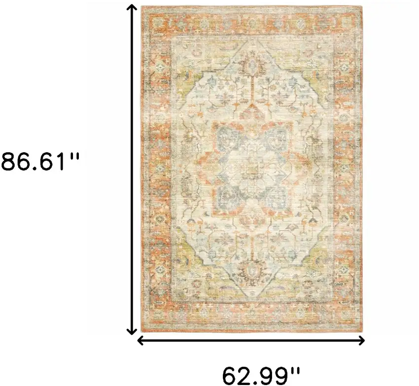 Orange Silver Gold And Grey Abstract Power Loom Stain Resistant Area Rug Photo 10