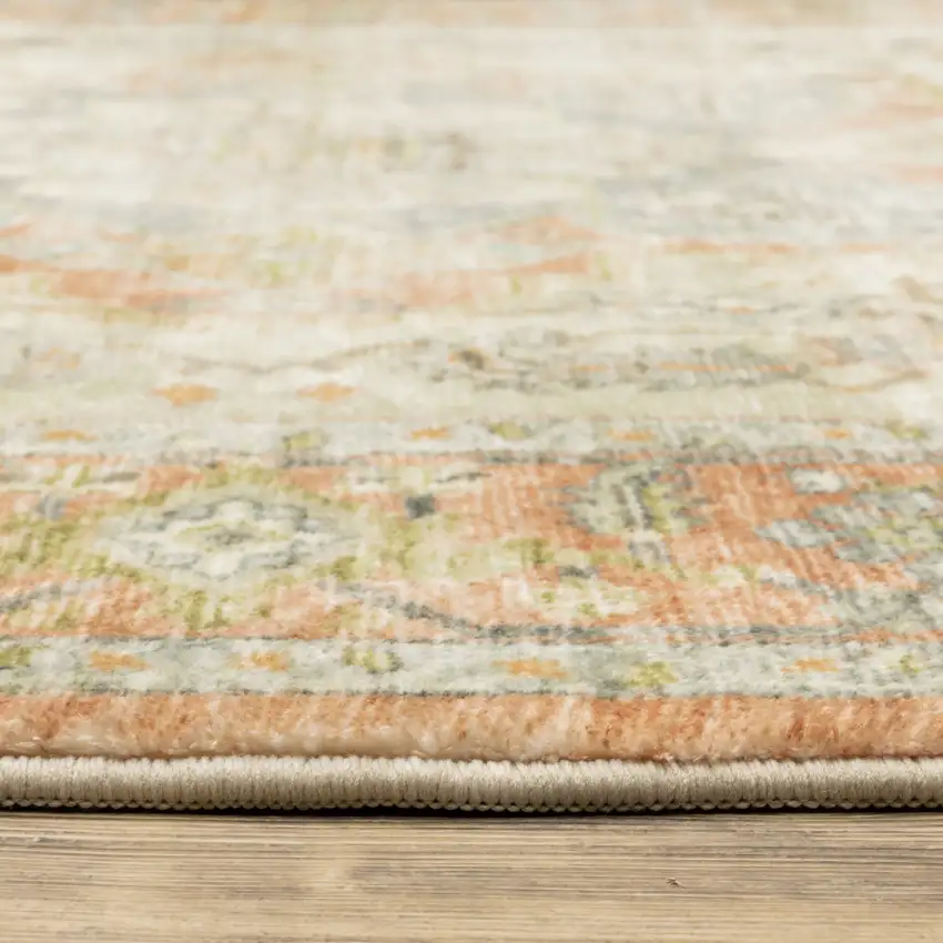 Orange Silver Gold And Grey Abstract Power Loom Stain Resistant Area Rug Photo 9