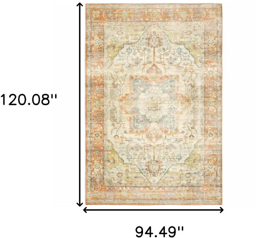 Orange Silver Gold And Grey Abstract Power Loom Stain Resistant Area Rug Photo 10
