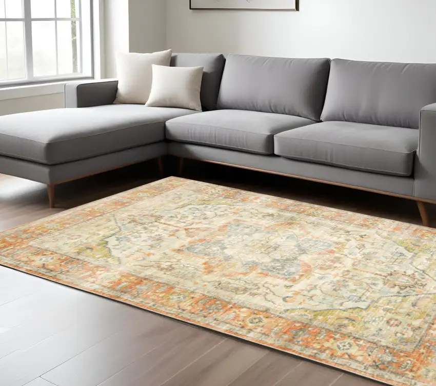 Gray and Silver Abstract Power Loom Area Rug Photo 1