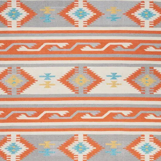 Orange Southwestern Handmade Area Rug With Fringe Photo 3
