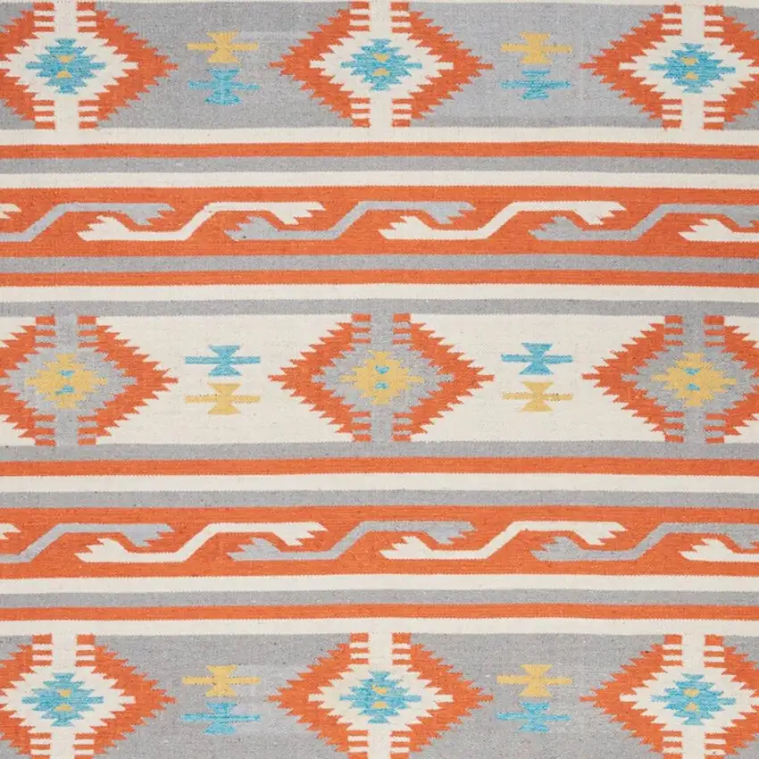 Orange Southwestern Handmade Area Rug With Fringe Photo 3