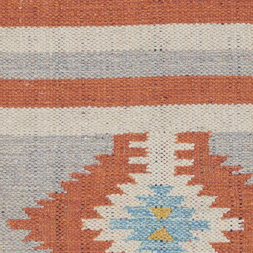 Orange Southwestern Handmade Area Rug With Fringe Photo 5