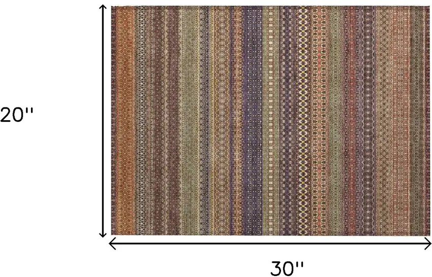 Orange Striped Washable Non Skid Indoor Outdoor Area Rug Photo 3