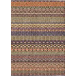 Photo of Orange Striped Washable Non Skid Indoor Outdoor Area Rug