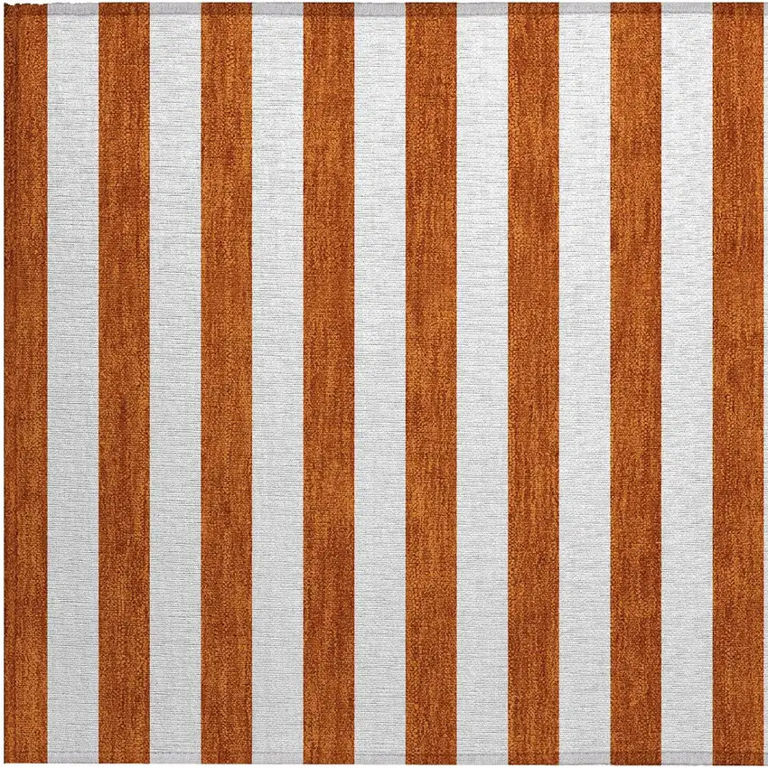Orange Striped Washable Non Skid Indoor Outdoor Area Rug Photo 7