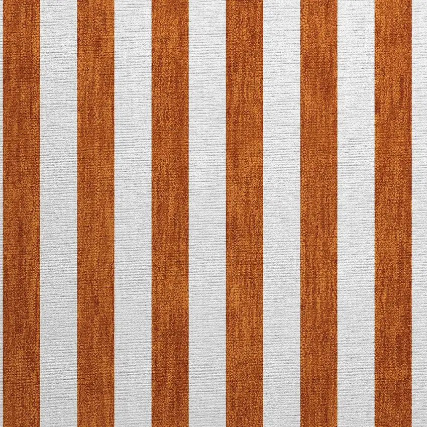 Orange Striped Washable Non Skid Indoor Outdoor Area Rug Photo 6