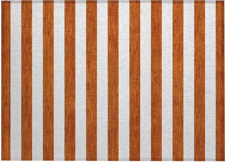 Orange Striped Washable Non Skid Indoor Outdoor Area Rug Photo 2