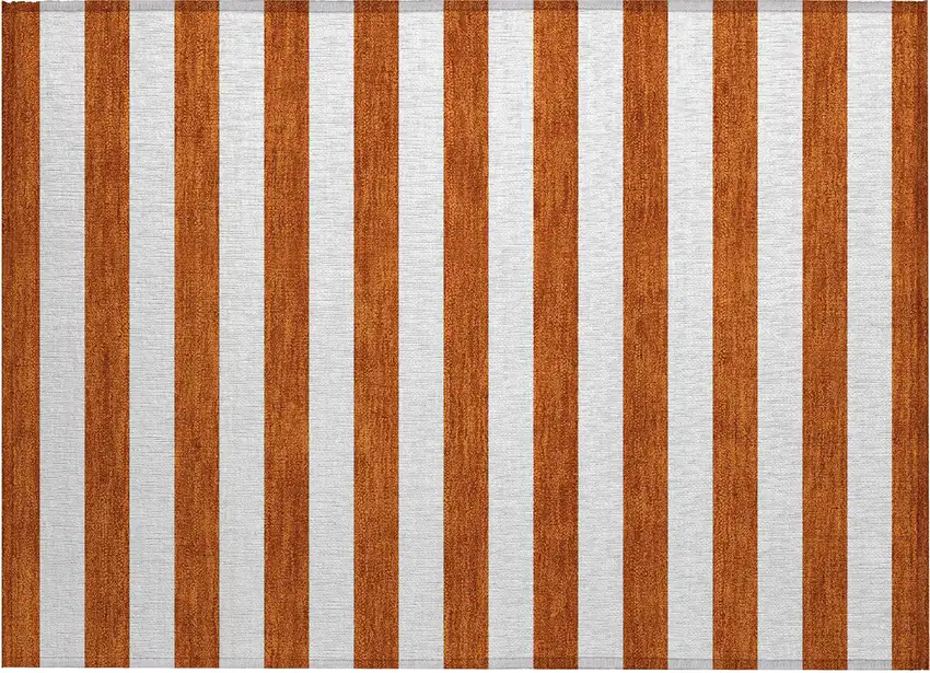 Orange Striped Washable Non Skid Indoor Outdoor Area Rug Photo 2