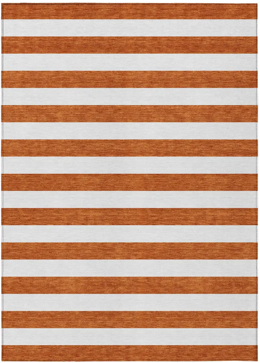 Orange Striped Washable Non Skid Indoor Outdoor Area Rug Photo 2