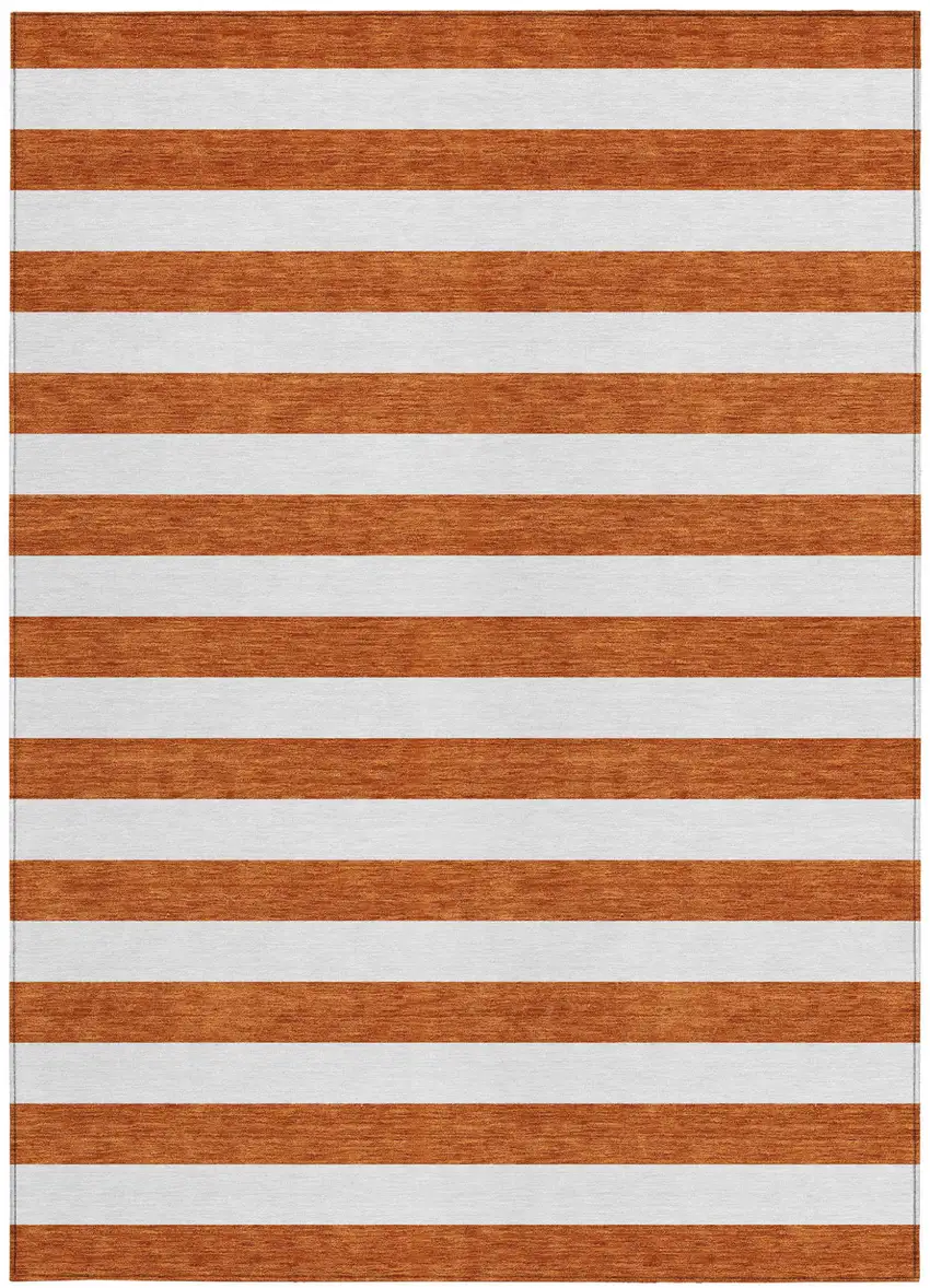Orange Striped Washable Non Skid Indoor Outdoor Area Rug Photo 5