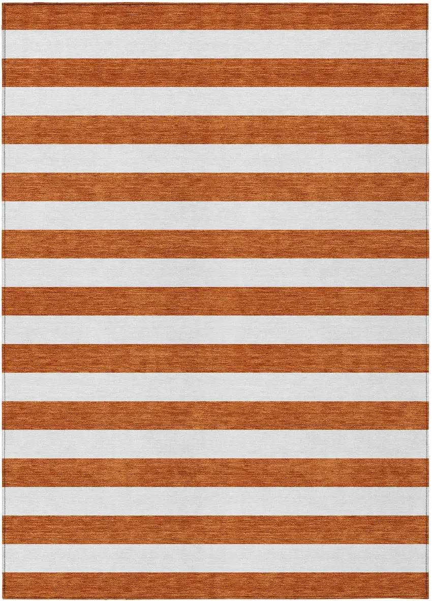 Orange Striped Washable Non Skid Indoor Outdoor Area Rug Photo 2