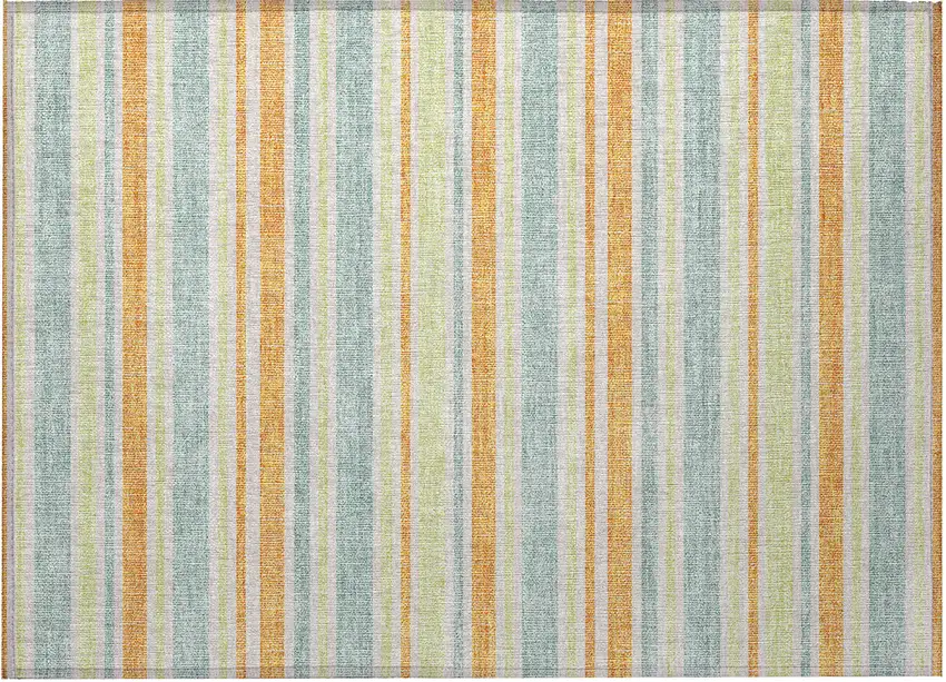 Orange Striped Washable Non Skid Indoor Outdoor Area Rug Photo 3