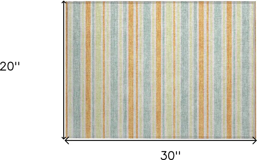Orange Green and Blue Striped Washable Non Skid Indoor Outdoor Area Rug Photo 3