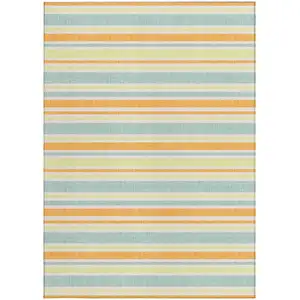Photo of Orange Striped Washable Non Skid Indoor Outdoor Area Rug