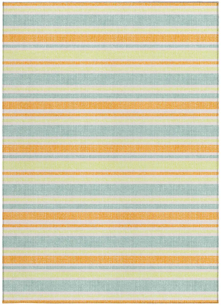 Orange Striped Washable Non Skid Indoor Outdoor Area Rug Photo 4