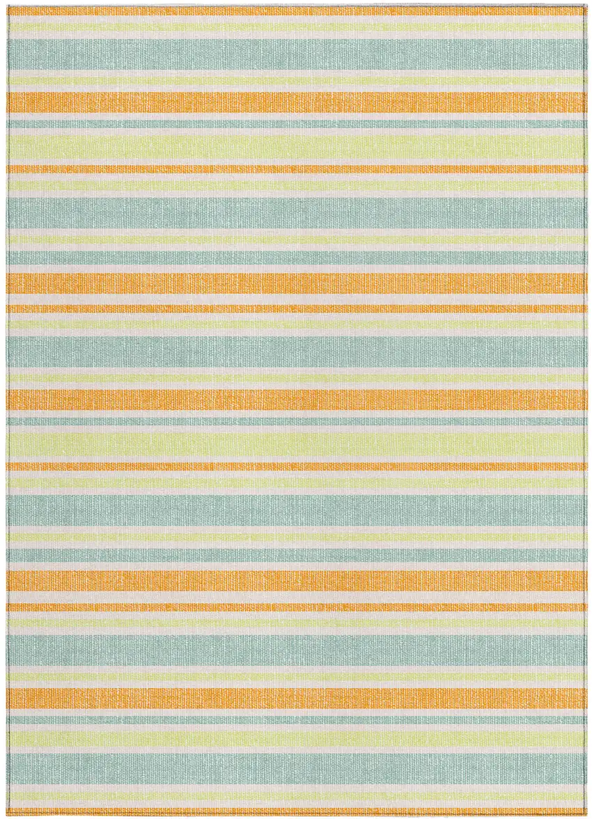 Orange Striped Washable Non Skid Indoor Outdoor Area Rug Photo 5