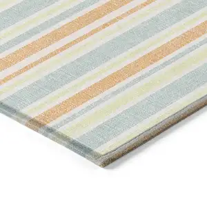 Photo of Orange Striped Washable Non Skid Indoor Outdoor Area Rug
