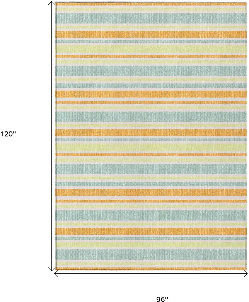 Orange Striped Washable Non Skid Indoor Outdoor Area Rug Photo 3