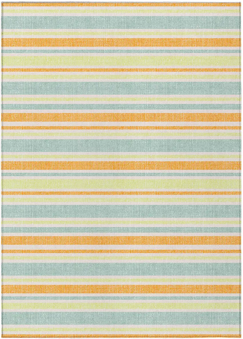Orange Striped Washable Non Skid Indoor Outdoor Area Rug Photo 2
