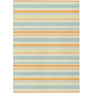 Photo of Orange Striped Washable Non Skid Indoor Outdoor Area Rug