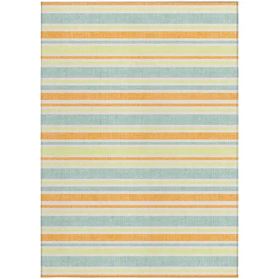 Orange Striped Washable Non Skid Indoor Outdoor Area Rug Photo 4