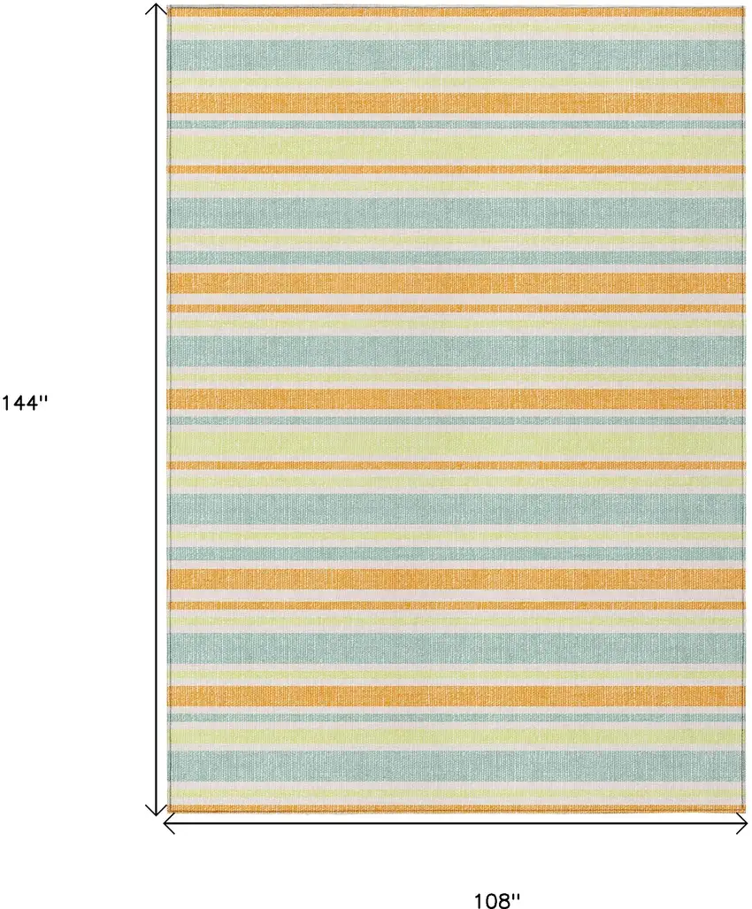 Orange Striped Washable Non Skid Indoor Outdoor Area Rug Photo 3