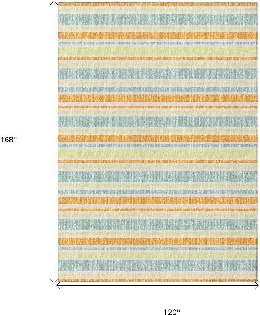 Orange Striped Washable Non Skid Indoor Outdoor Area Rug Photo 3