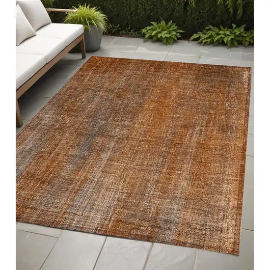 Orange Striped Washable Non Skid Indoor Outdoor Area Rug Photo 1