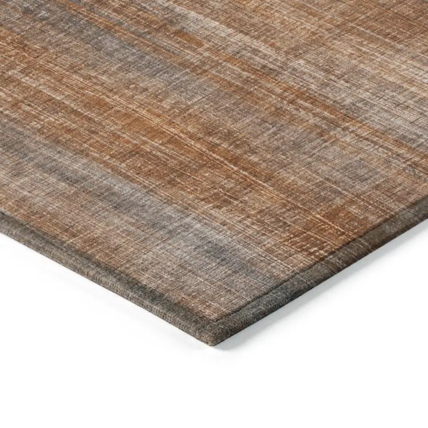 Orange Striped Washable Non Skid Indoor Outdoor Area Rug Photo 6