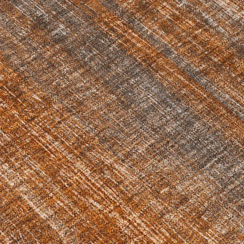 Orange Striped Washable Non Skid Indoor Outdoor Area Rug Photo 8