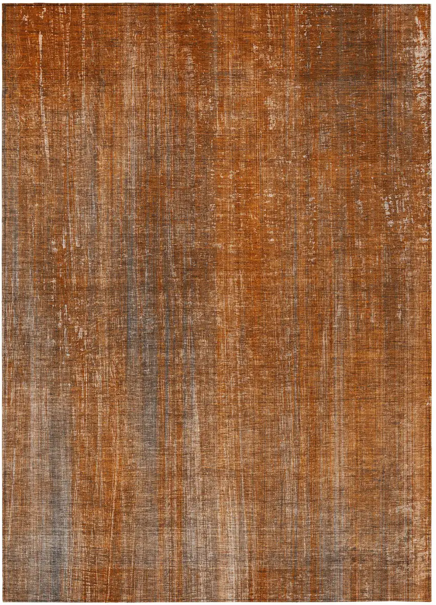 Orange Striped Washable Non Skid Indoor Outdoor Area Rug Photo 2