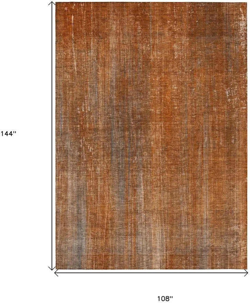 Orange Striped Washable Non Skid Indoor Outdoor Area Rug Photo 3