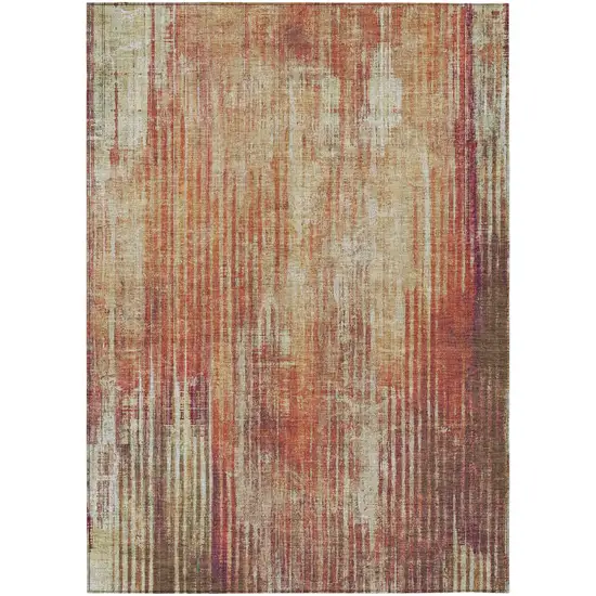 Orange Striped Washable Non Skid Indoor Outdoor Area Rug Photo 2