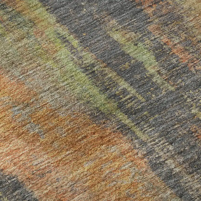 Orange Teal And Gold Abstract Washable Area Rug With UV Protection Photo 7