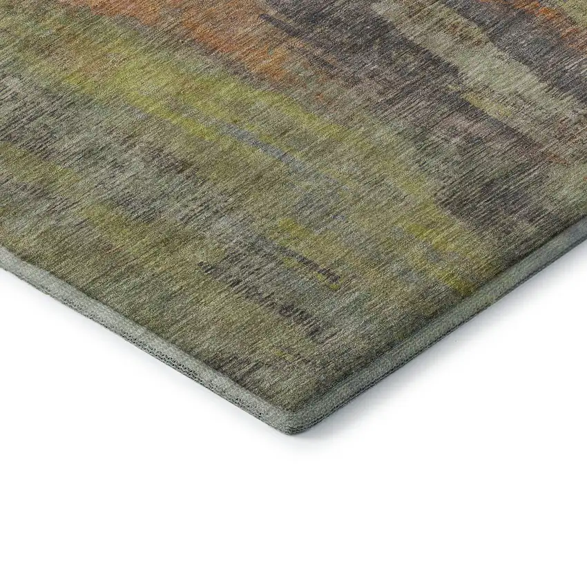 Orange Teal And Gold Abstract Washable Area Rug With UV Protection Photo 5