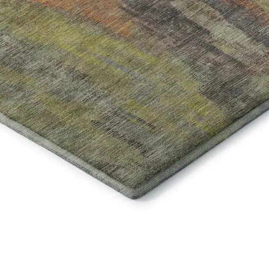 Orange Teal And Gold Abstract Washable Area Rug With UV Protection Photo 5