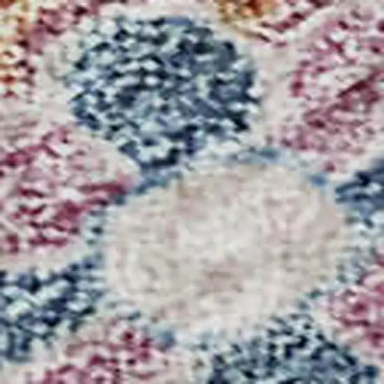 Orange Teal And Pink Floral Washable Area Rug With UV Protection Photo 2