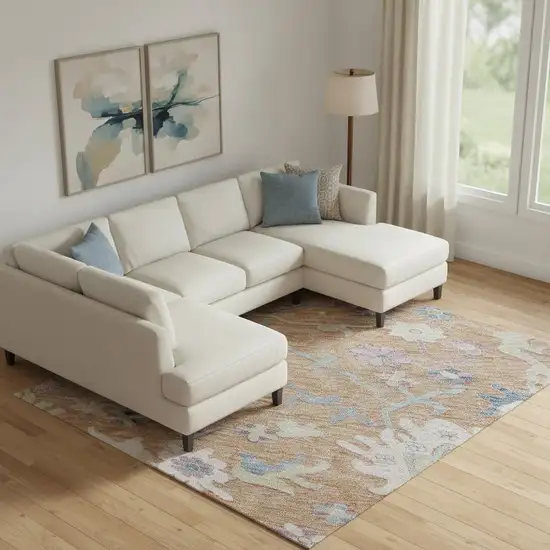 Orange Teal And Pink Floral Washable Area Rug With UV Protection Photo 1