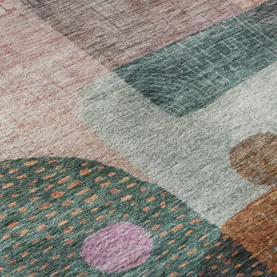 Orange Teal And Purple Geometric Washable Area Rug With UV Protection Photo 9