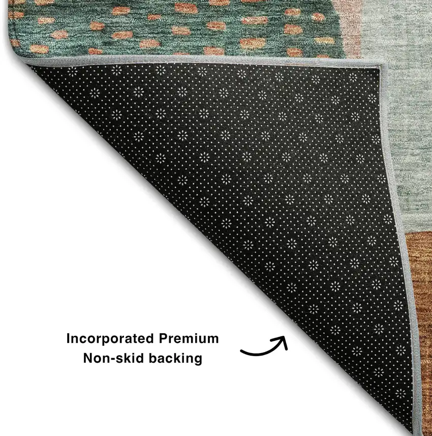 Orange Teal And Purple Geometric Washable Area Rug With UV Protection Photo 6