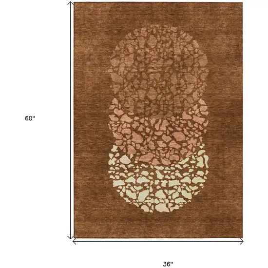 Orange Terra Cotta And Ivory Abstract Washable Indoor Outdoor Area Rug Photo 8