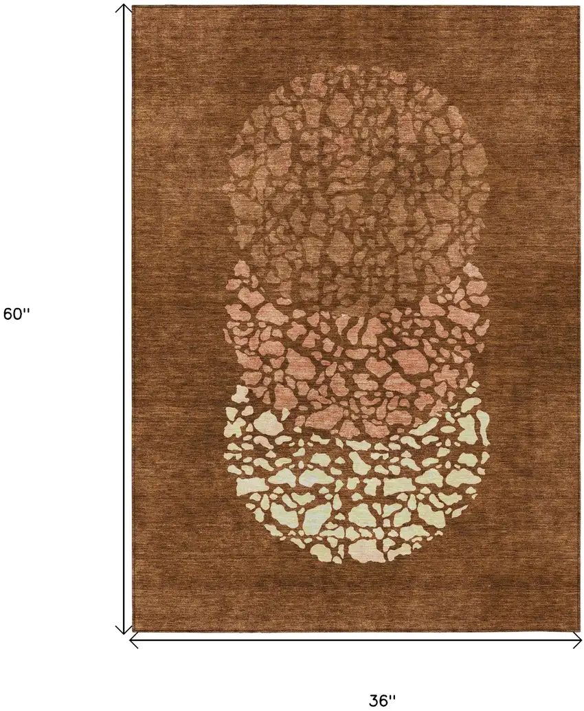 Orange Terra Cotta And Ivory Abstract Washable Indoor Outdoor Area Rug Photo 8